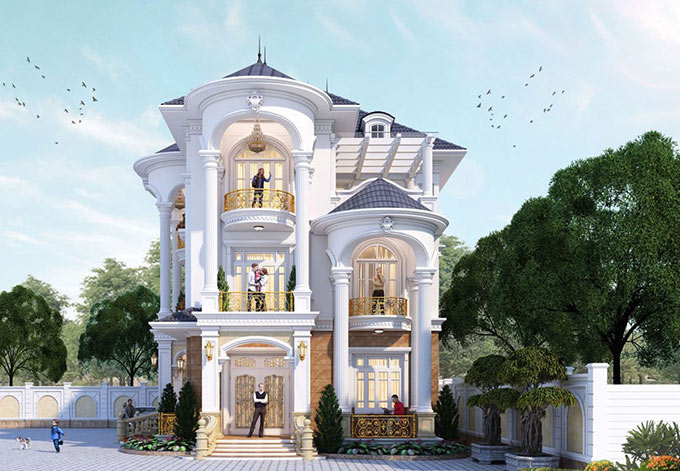 Mẫu 45 - Phong cách biệt thự Châu Âu độc đáo trong ngôi nhà Việt 3 tầng
