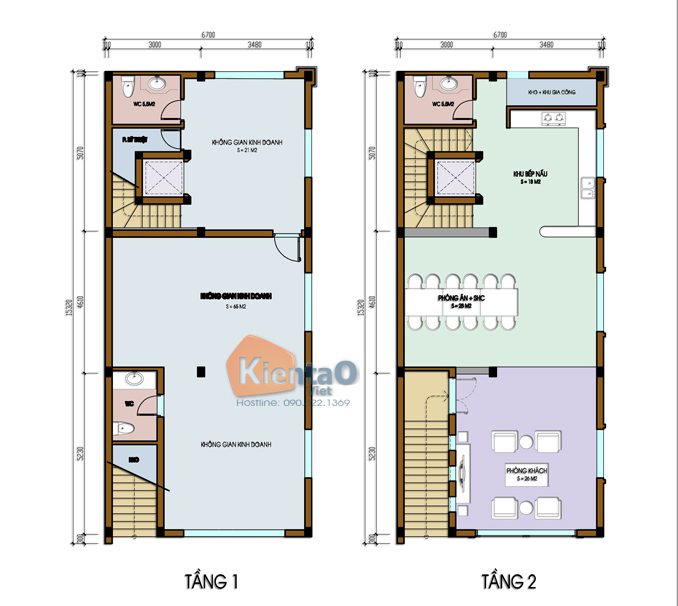 Mặt bằng 1 - Thiết kế cải tạo nhà ống 3 lên 6 tầng