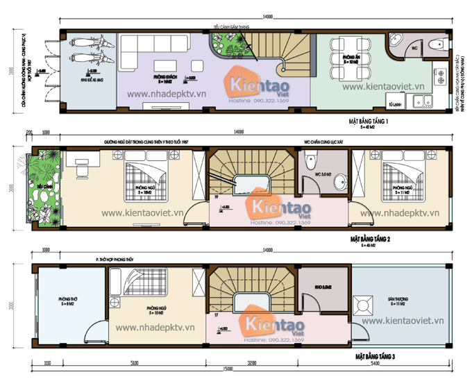 Thiết kế nhà 3 tầng mặt tiền nhỏ có 3m