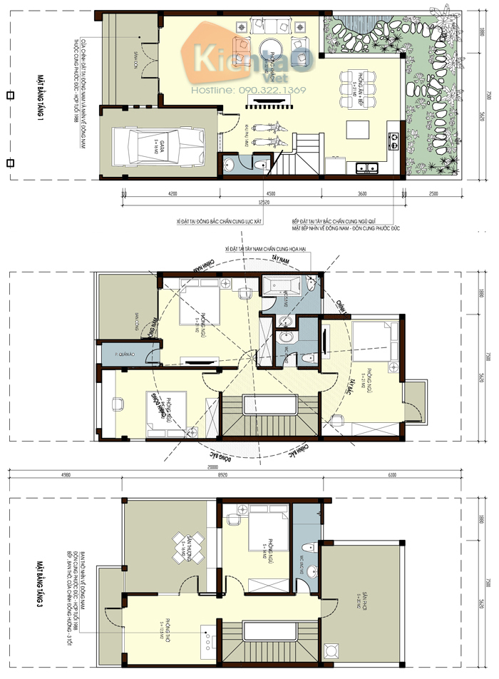 Mẫu mặt bằng nhà ống 7,5x12,5m cao 3 tầng