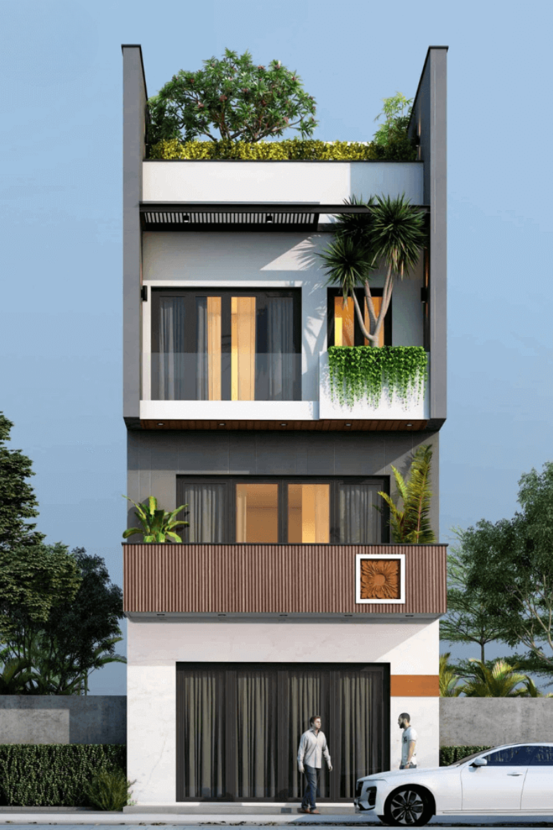 Mặt tiền nhà ống 3 tầng hiện đại