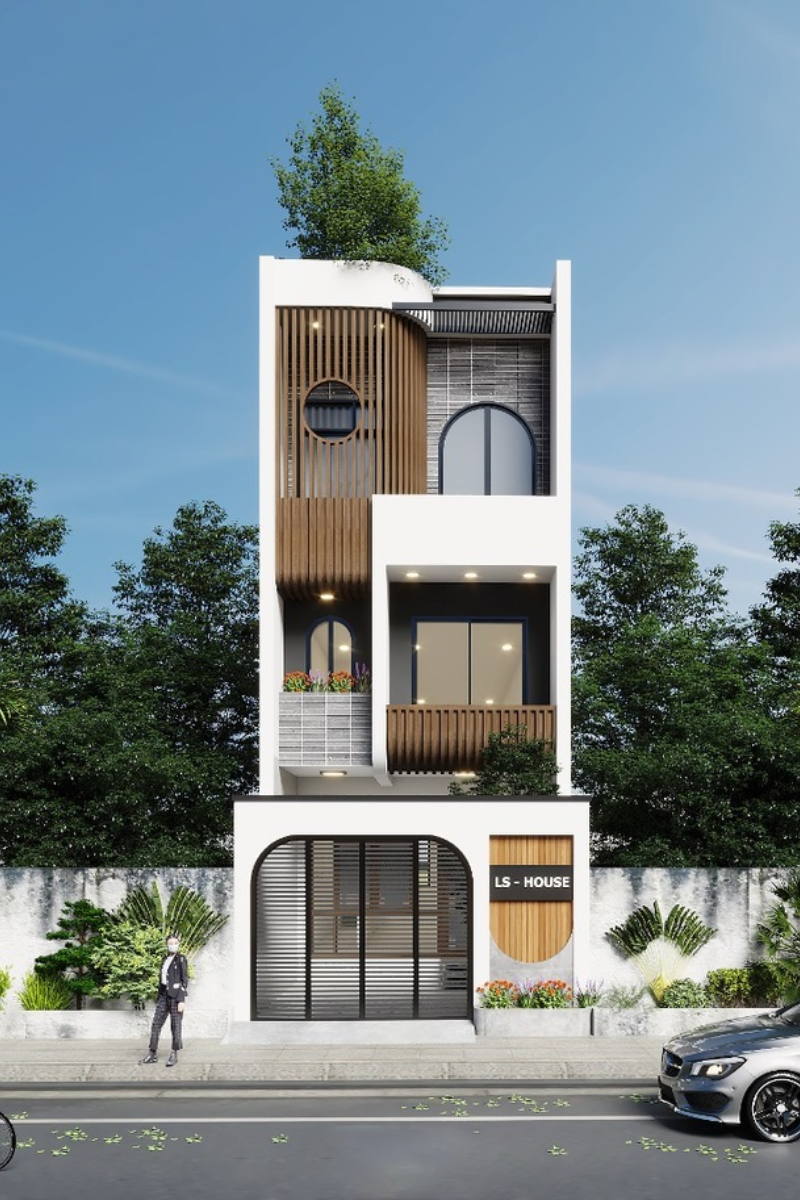 Mặt tiền nhà ống 3 tầng hiện đại