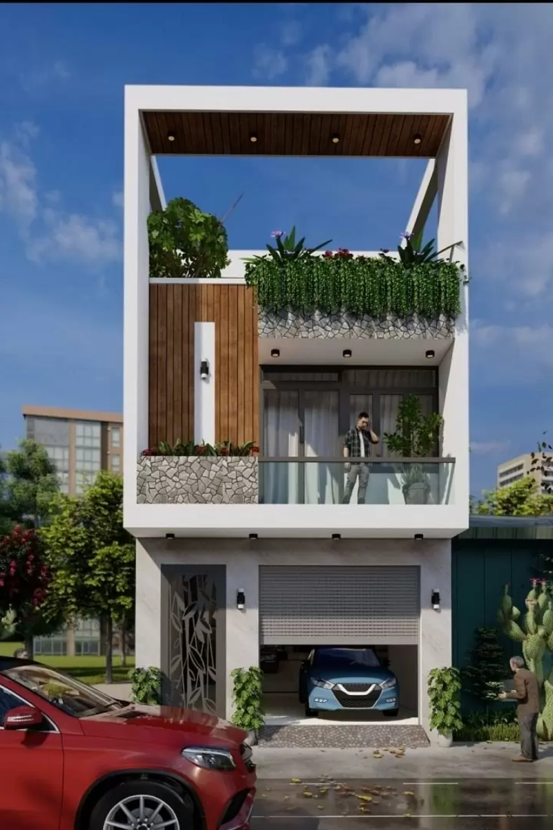 nhà ống 2 tầng có ban công