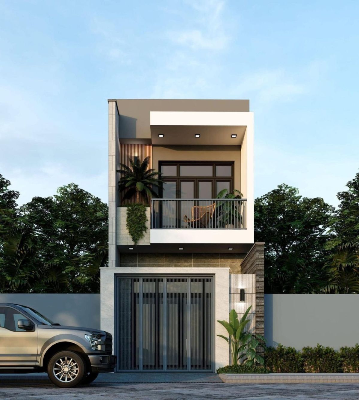 Thiết kế nhà phố mái bằng tại Quảng Ninh
