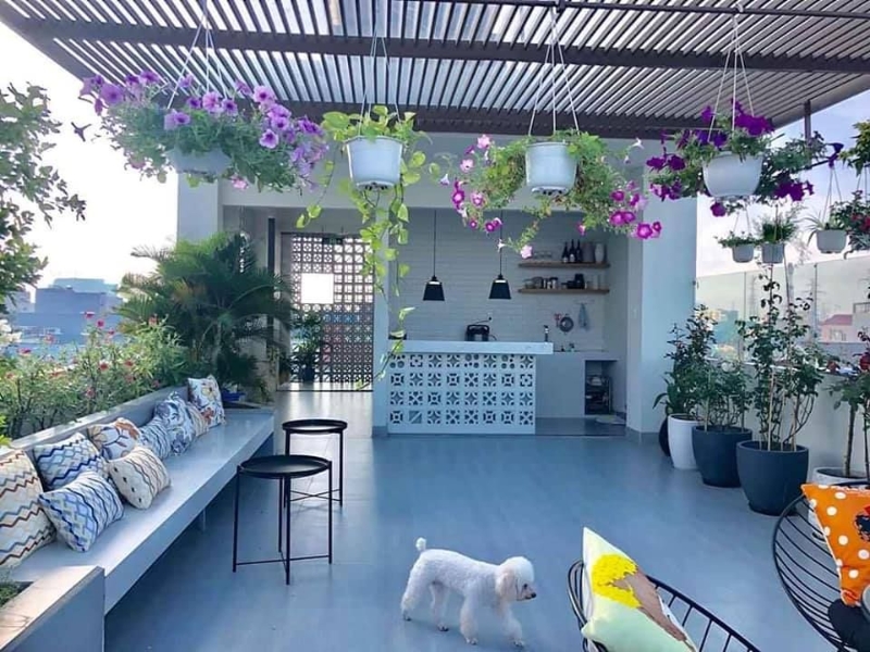 Thiết kế nhà mái bằng 2 tầng tại Thái Bình