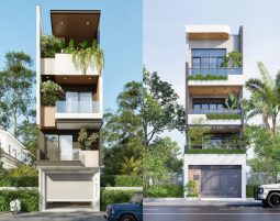 Thiết kế nhà phố mái bằng tại Hưng Yên