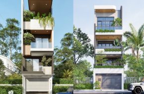 Thiết kế nhà phố mái bằng tại Hưng Yên