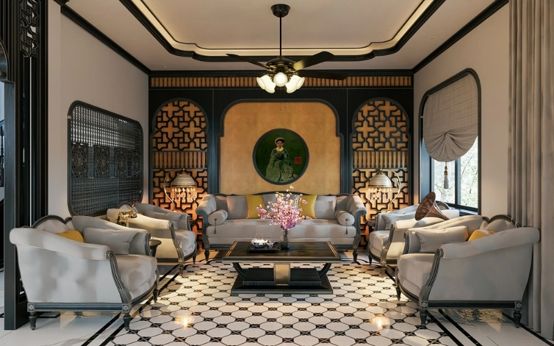 Thiết kế nội thất biệt thự Indochine