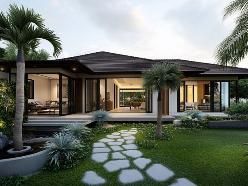 Biệt thự 1 tầng mái nhật