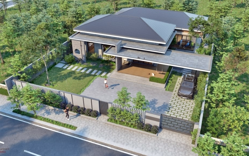 Biệt thự 1 tầng mái nhật