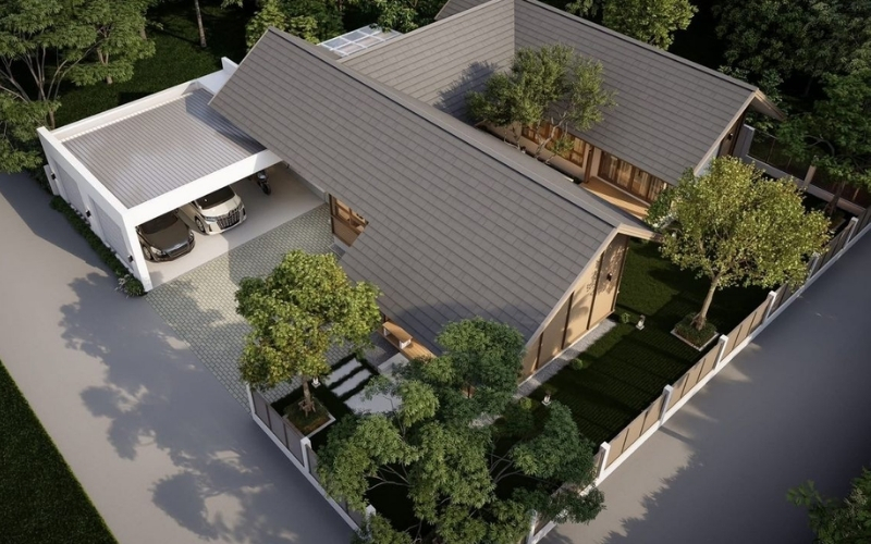 Biệt thự 1 tầng mái nhật