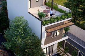 Thiết kế nhà ống có sân thượng