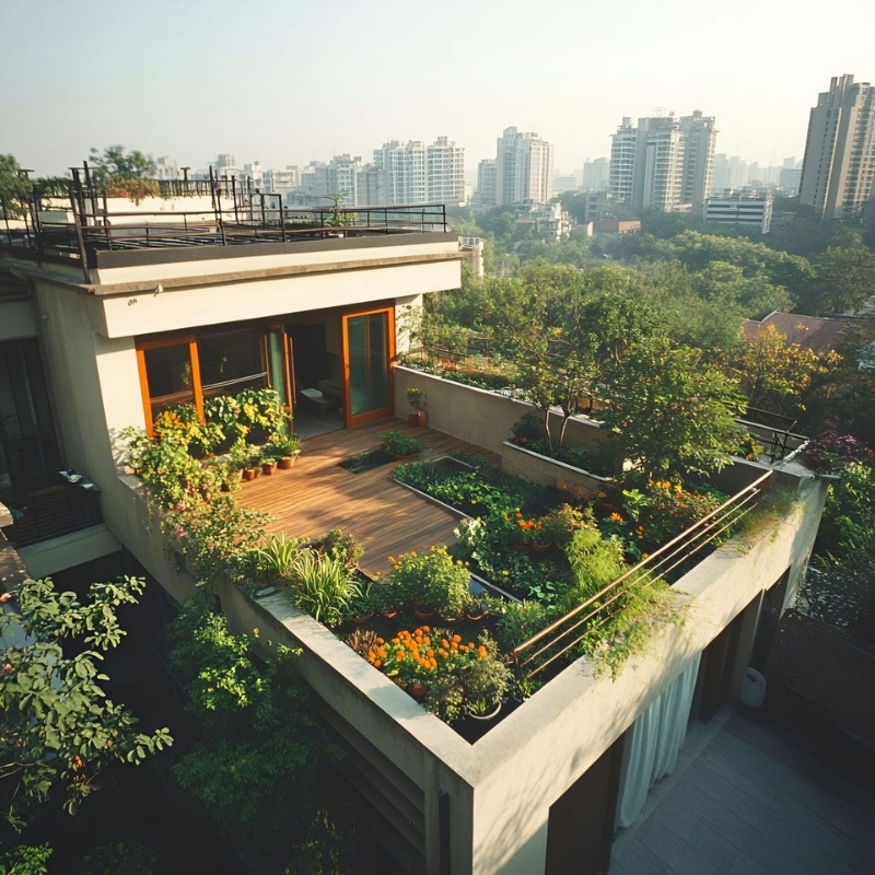 Thiết kế nhà ống có sân thượng